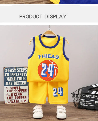 Children Sets Summer Sleeveless Basketball T-shirts Shorts for Children Clothing Quick-drying Sport Tank Tops Kids Clothes