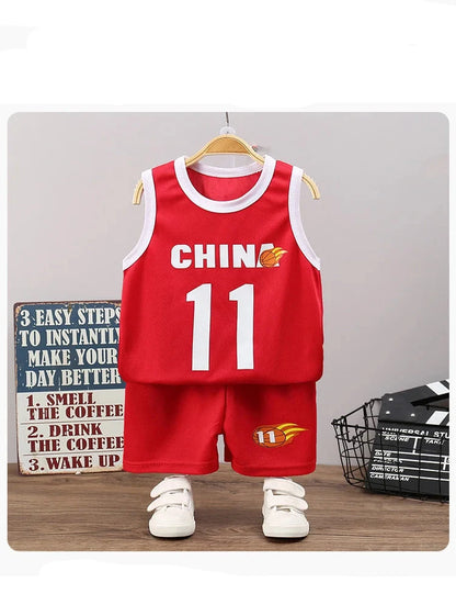 Children Sets Summer Sleeveless Basketball T-shirts Shorts for Children Clothing Quick-drying Sport Tank Tops Kids Clothes