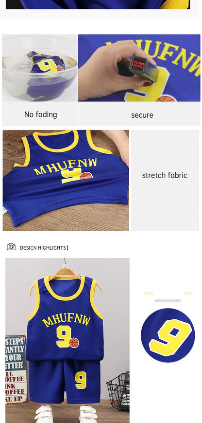 Children Sets Summer Sleeveless Basketball T-shirts Shorts for Children Clothing Quick-drying Sport Tank Tops Kids Clothes