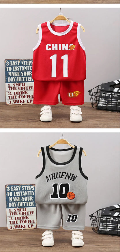 Children Sets Summer Sleeveless Basketball T-shirts Shorts for Children Clothing Quick-drying Sport Tank Tops Kids Clothes