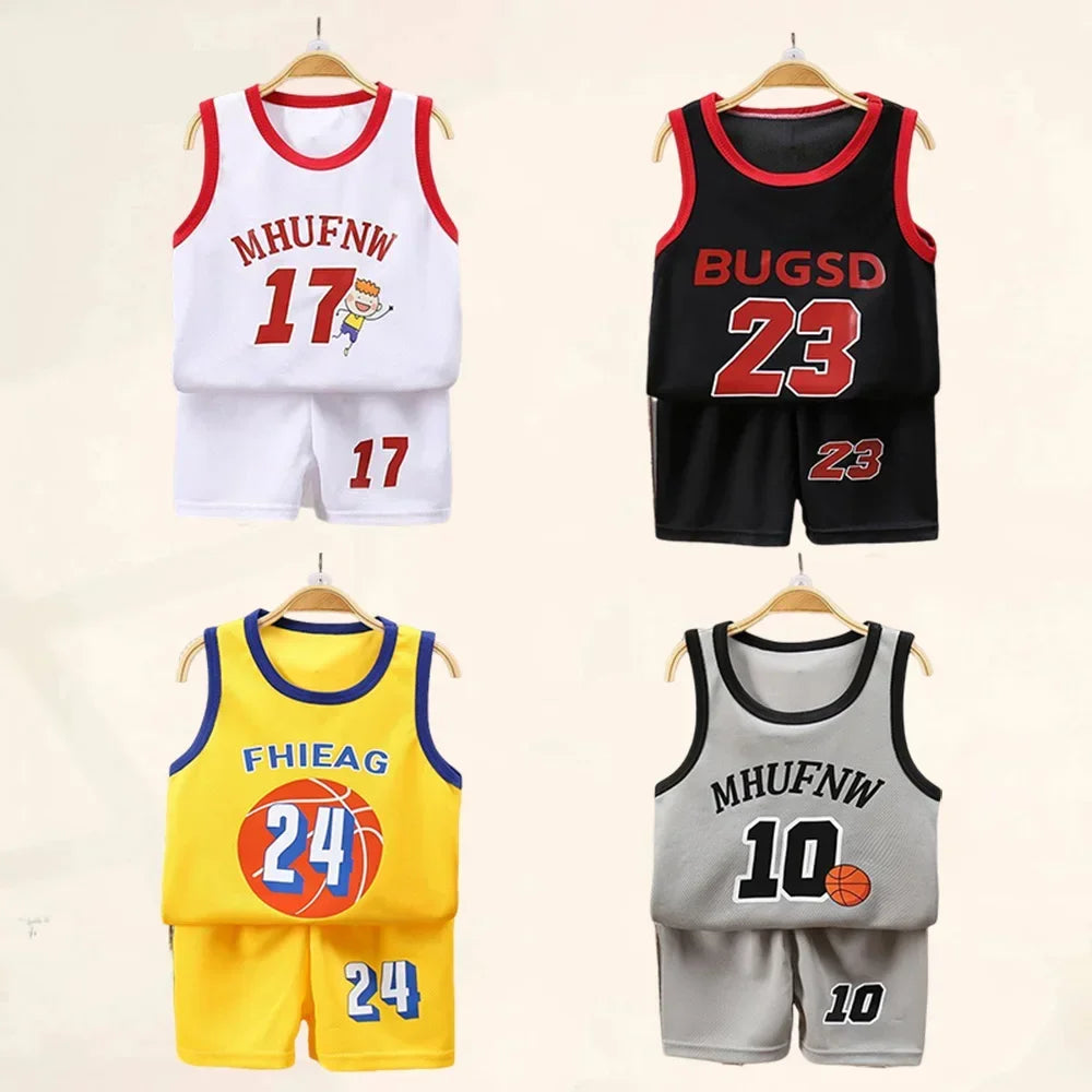 Children Sets Summer Sleeveless Basketball T-shirts Shorts for Children Clothing Quick-drying Sport Tank Tops Kids Clothes